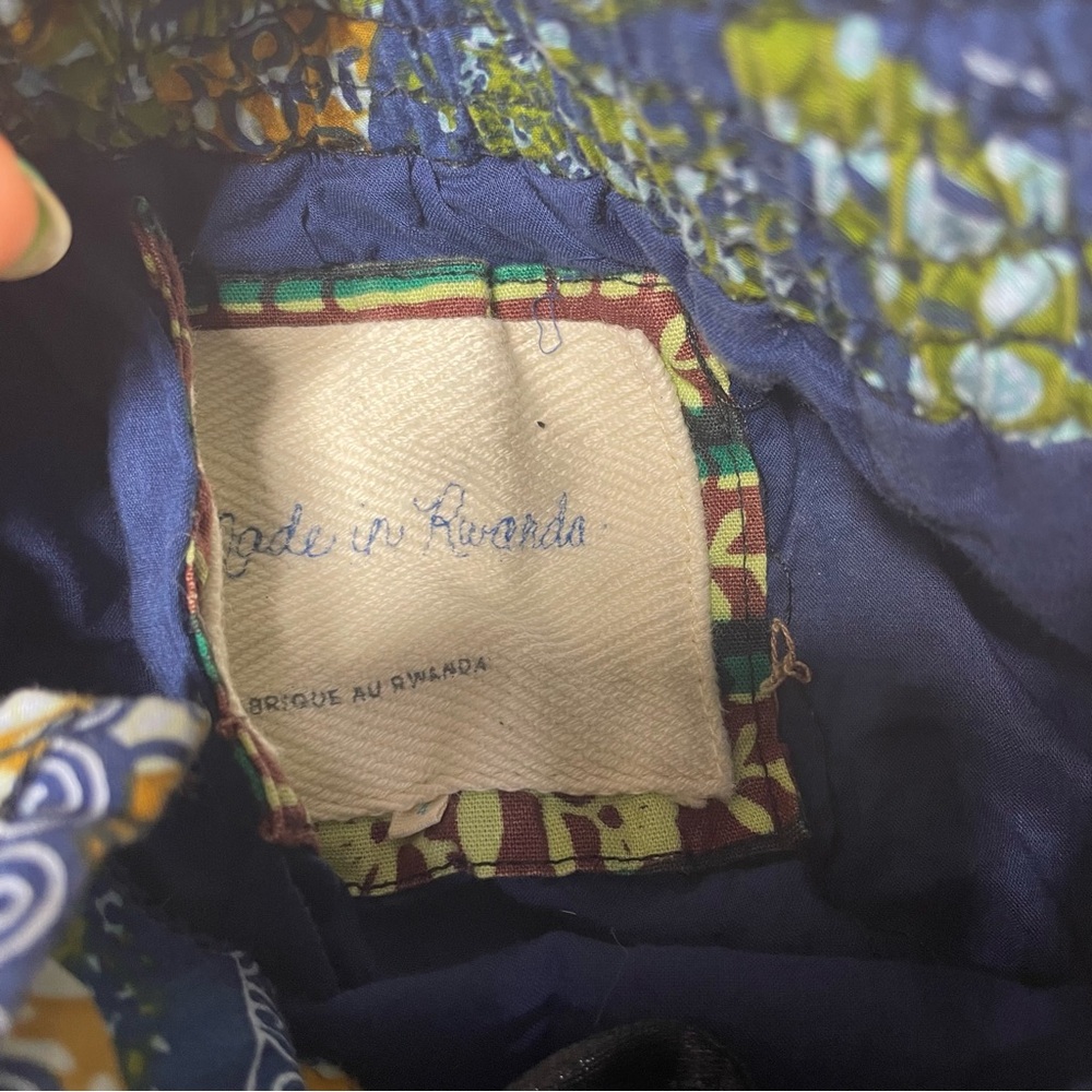 Anthropologie Made in Rwanda Ikinimbe Dress Size 4 Rare Blue Boho Floral Artisan - Picture 7 of 8